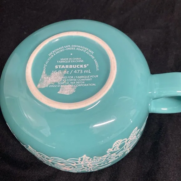 Starbucks Teal Floral Mug - Picture 3 of 4